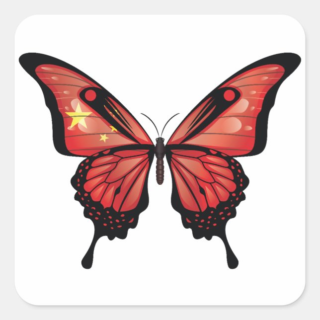 China Swallowtail Butterfly Flag Sticker (Front)
