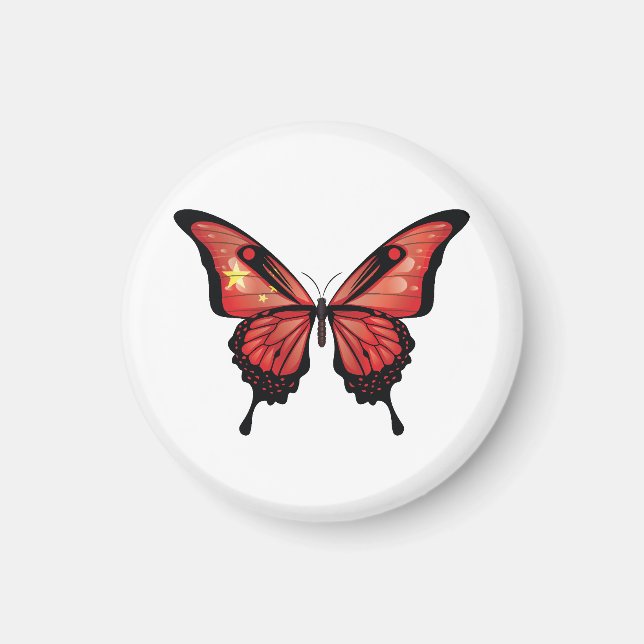 China Swallowtail Butterfly Flag Sticker Magnet (Front)
