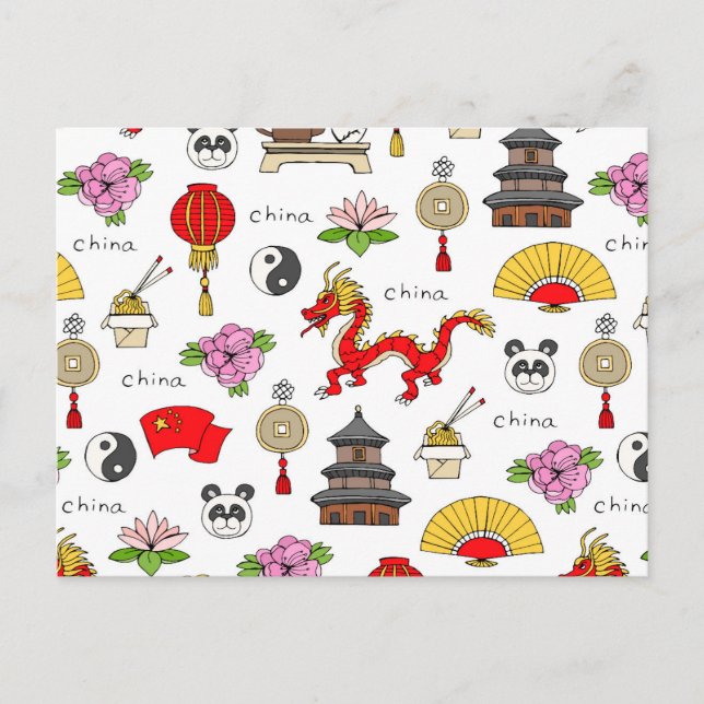 China Symbols Pattern Postcard (Front)
