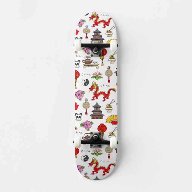 China Symbols Pattern Skateboard (Front)