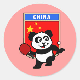 China Table Tennis Panda Classic Round Sticker