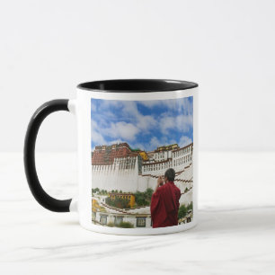 China, Tibet, Lhasa, Tibetan monk with Potala Mug