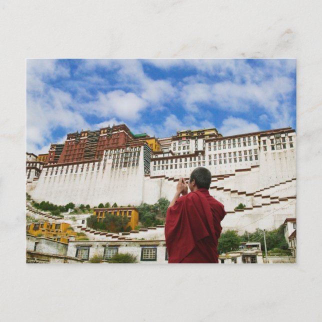 China, Tibet, Lhasa, Tibetan monk with Potala Postcard (Front)