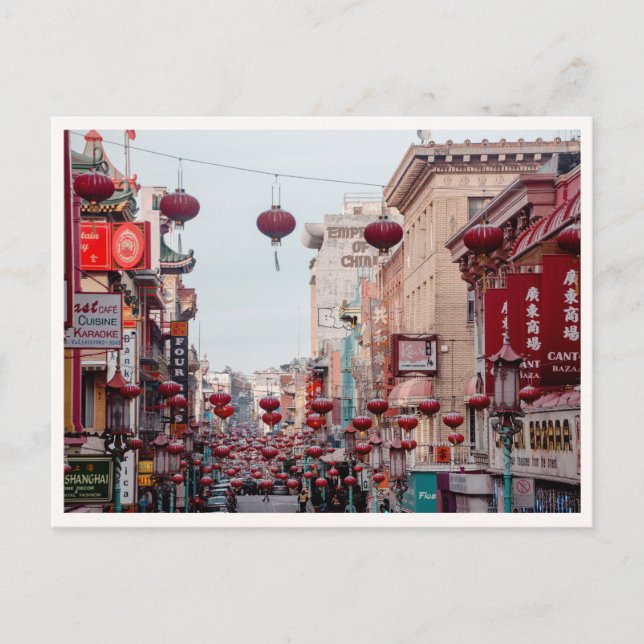 China Town San Francisco Red Lanterns Street Photo Postcard (Front)