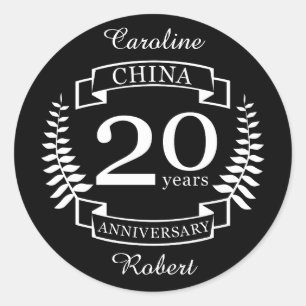 China Traditional wedding anniversary 20 years Classic Round Sticker