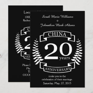 China Traditional wedding anniversary 20 years Invitation