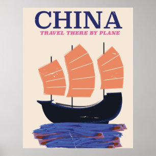 China "Travel there by plane" Poster