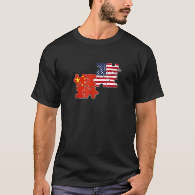 China USA Chinese American Flag T-Shirt (Front)