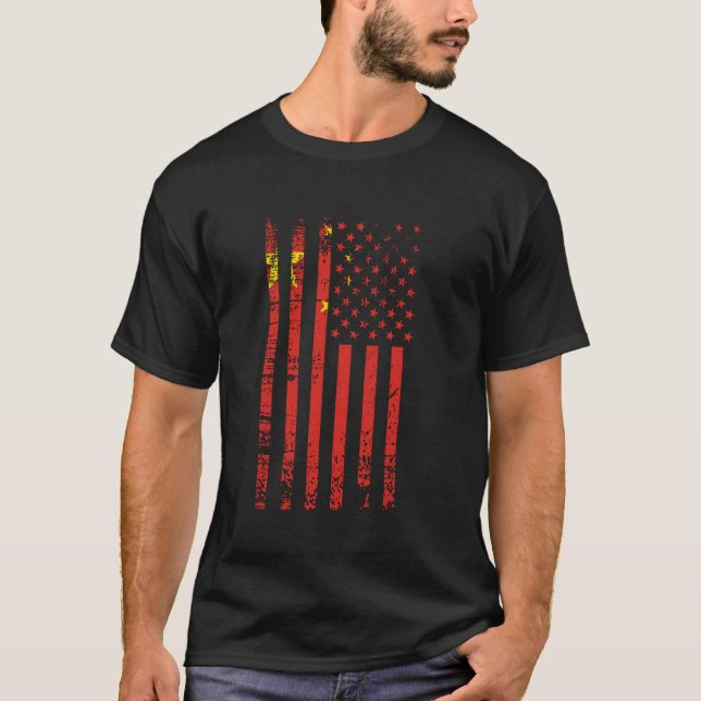 China USA Flag, 4th of July American Chinese Flag T-Shirt (Front)