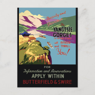 China Yangtsze vintage travel poster Postcard