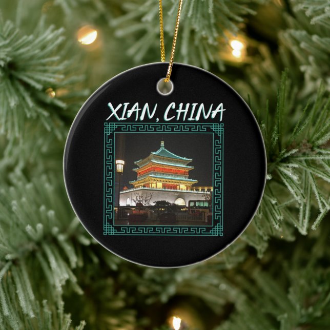 China's Ancient Xian Bell Tower Ceramic Tree Decoration (Tree)