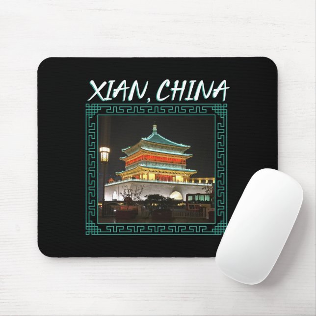 China's Ancient Xian Bell Tower Mouse Mat (With Mouse)