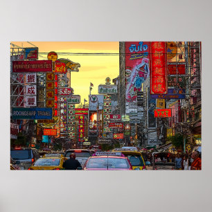Chinatown in Bangkok Thailand - Altered Photo Poster