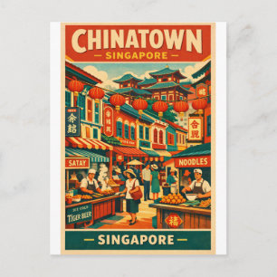 Chinatown in Singapore retro travel Postcard