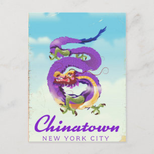 Chinatown New York city vintage poster Postcard