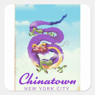 Chinatown New York city vintage poster Square Sticker