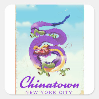 Chinatown New York city vintage poster Square Sticker