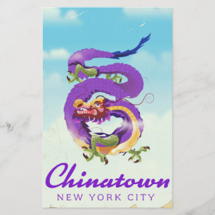 Chinatown New York city vintage poster Stationery