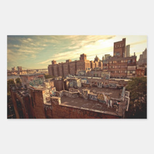 Chinatown Rooftop Graffiti Rectangular Sticker
