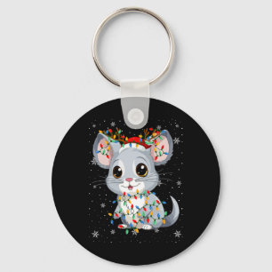 Chinchilla Animal Santa Hat Ugly Christmas Tree Li Key Ring