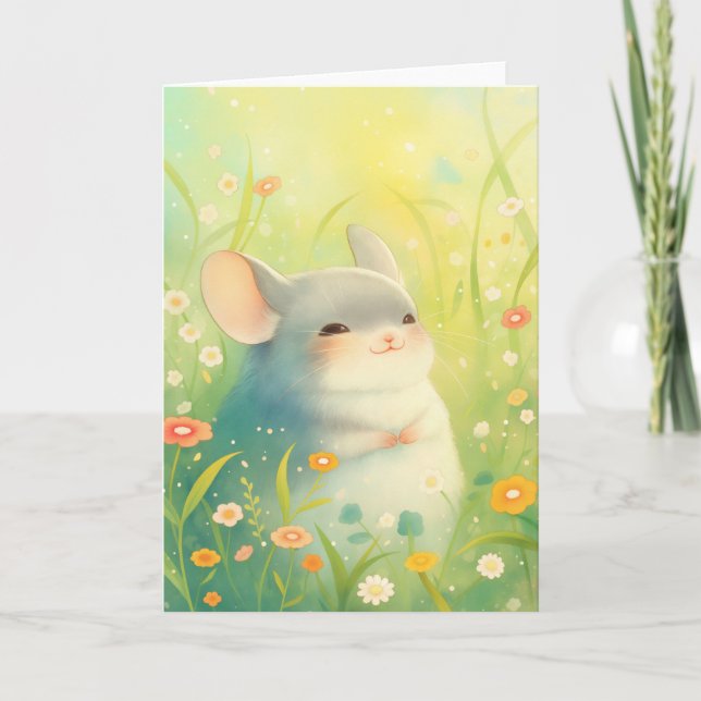 Chinchilla Blissful Garden Card (Front)