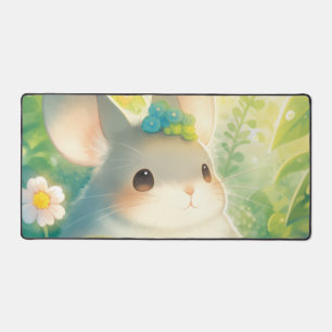 Chinchilla Blue Flower Crown Luminous Garden Desk Mat