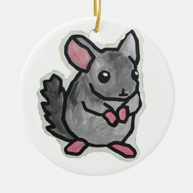 Chinchilla Ceramic Tree Decoration (Front)