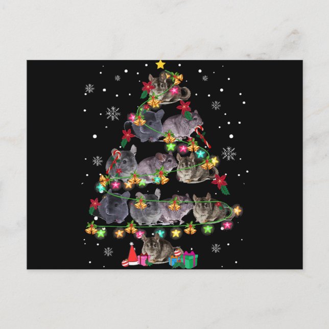 Chinchilla Christmas Tree Funny Rodents Lover Xmas Holiday Postcard (Front)