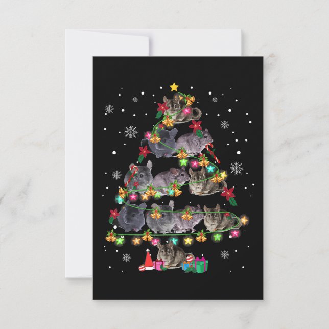 Chinchilla Christmas Tree Funny Rodents Lover Xmas RSVP Card (Front)
