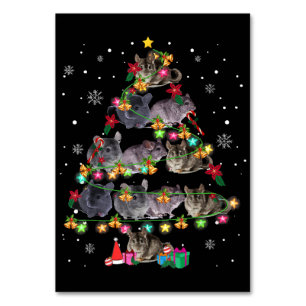 Chinchilla Christmas Tree Funny Rodents Lover Xmas Table Number