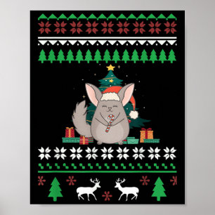 Chinchilla Funny Pet Ugly Christmas Funny Quote  Poster