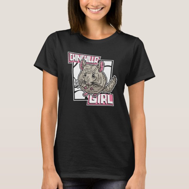 Chinchilla Girl Long Hair Short Tail Chinchilla T-Shirt (Front)