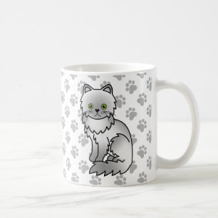 Chinchilla Grey Persian Cute Cartoon Cat Coffee Mug