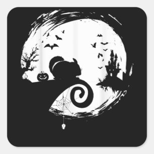 Chinchilla Halloween Costume Moon Silhouette Square Sticker