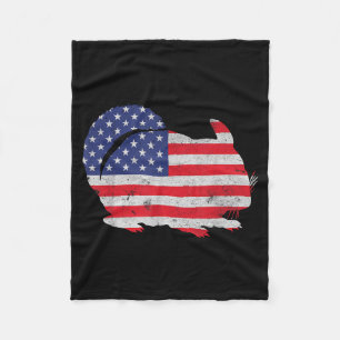 Chinchilla Independence Day Patriotic USA Flag 4th Fleece Blanket