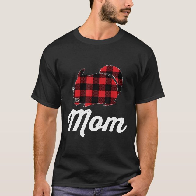 Chinchilla Mom Lover Red Plaid Rodent Pet Owner Ga T-Shirt (Front)