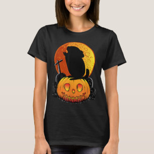 Chinchilla On Pumpkin Howling On Moon Fun Hallowee T-Shirt