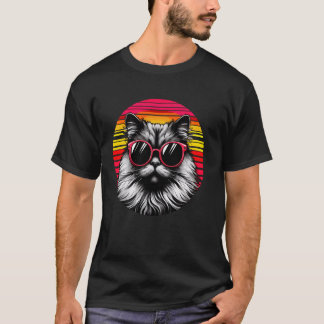Chinchilla Persian Cat Retro Vintage Sunset Sungla T-Shirt