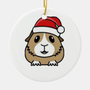 Chinchilla Santa Hat Ceramic Tree Decoration