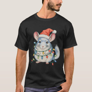 Chinchilla Santa Hat Christmas Xmas Lights T-Shirt