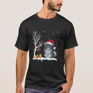 Chinchilla Santa Hat Festive Tree Light Christmas  T-Shirt
