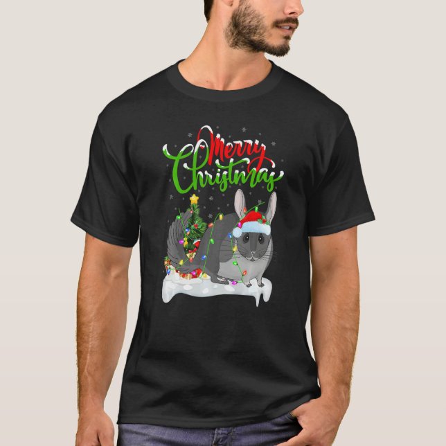 Chinchilla  Xmas Decorations Santa Chinchilla Chri T-Shirt (Front)