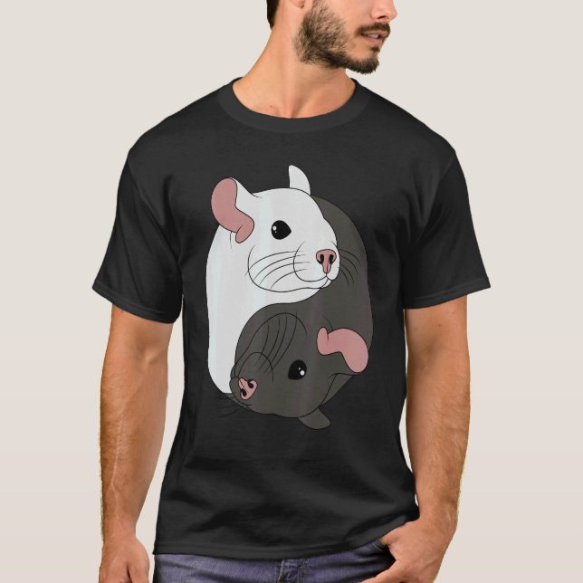 Chinchilla Yin And Yang Pet Rodent Animal Veterina T-Shirt (Front)