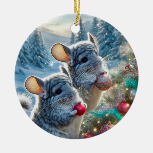 Chinchillas' Christmas Ornament (Front)