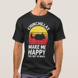 Chinchillas Make Me Happy Sunset Retro Chinchilla T-Shirt