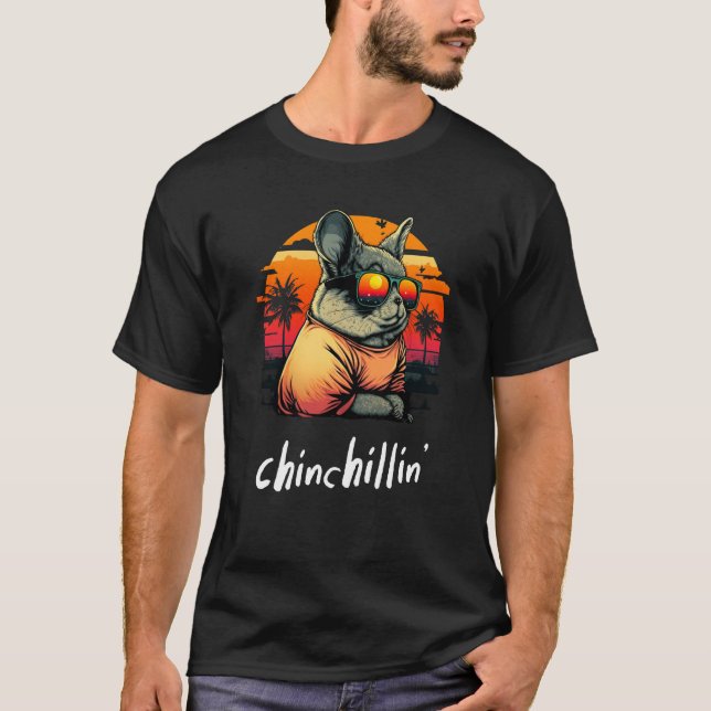 Chinchillin' Retro Groovy Chinchilla  3 T-Shirt (Front)