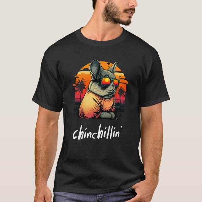 Chinchillin' Retro Groovy Chinchilla  3 T-Shirt (Front)