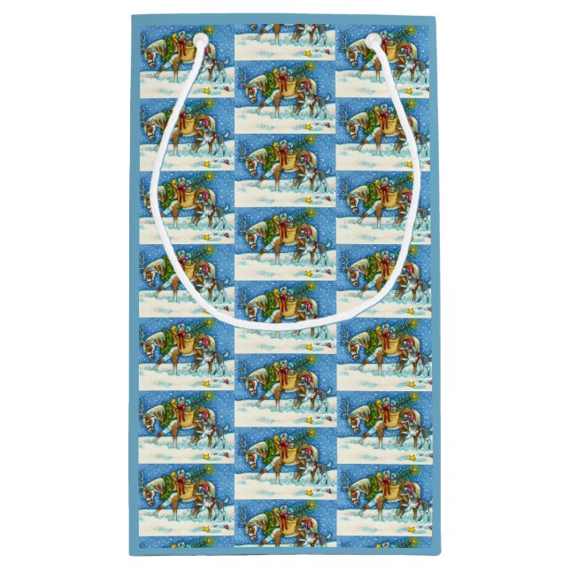 CHINCOTEAGUE CHRISTMAS PONIES, SLEIGH BELLS & TOYS SMALL GIFT BAG (Back)