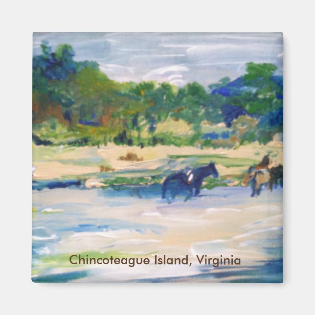 Chincoteague Island Horse Painting Magnet (Front)