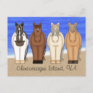 Chincoteague Island VA Ponies at the Beach Horse Postcard
